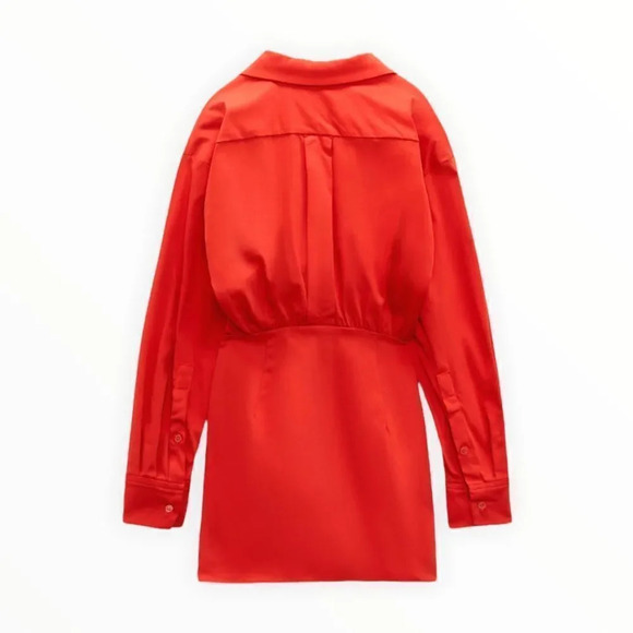 ZARA | Red | POPLIN SHIRT DRESS - Picture 3 of 10
